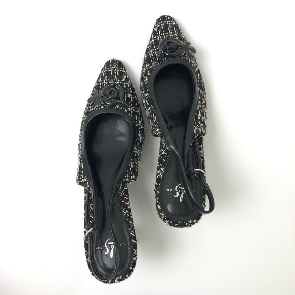 Lifestride Tweed Slingback Heels Black 7.5 - Picture 5 of 6